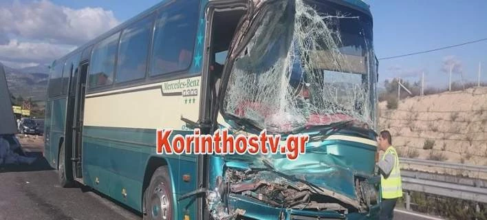 Σύγκρουση λεωφορείου ΚΤΕΛ με φορτηγό στην Κορίνθου-Τριπόλεως -Τρεις τραυματίες (εικόνες, βίντεο)